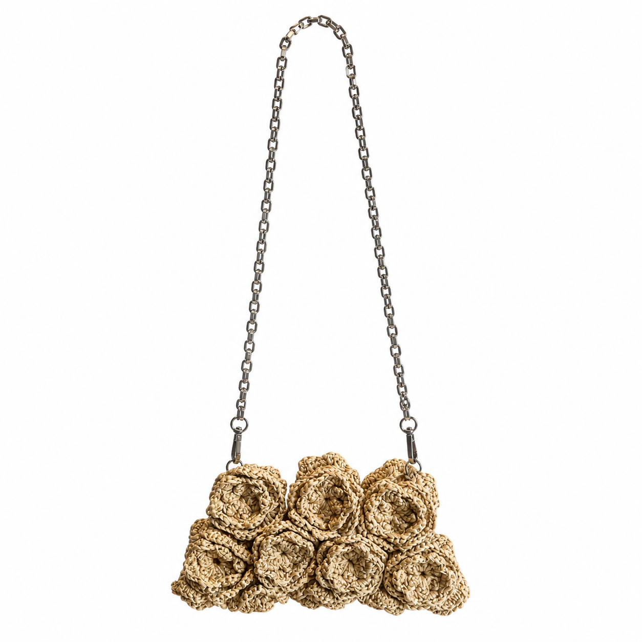 Bolso de crochet con racimo de flores