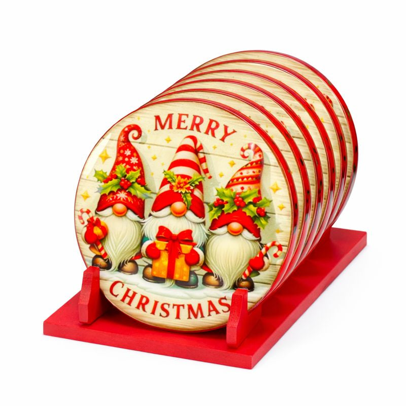 Portavasos de gnomos festivos