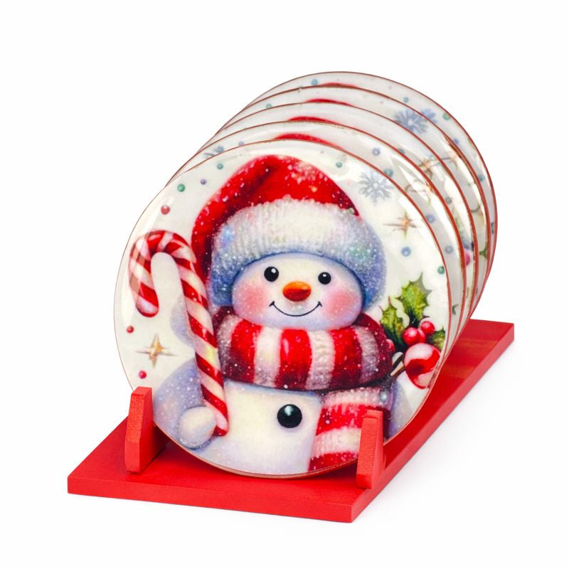 Portavasos de muñeco de nieve rojo 