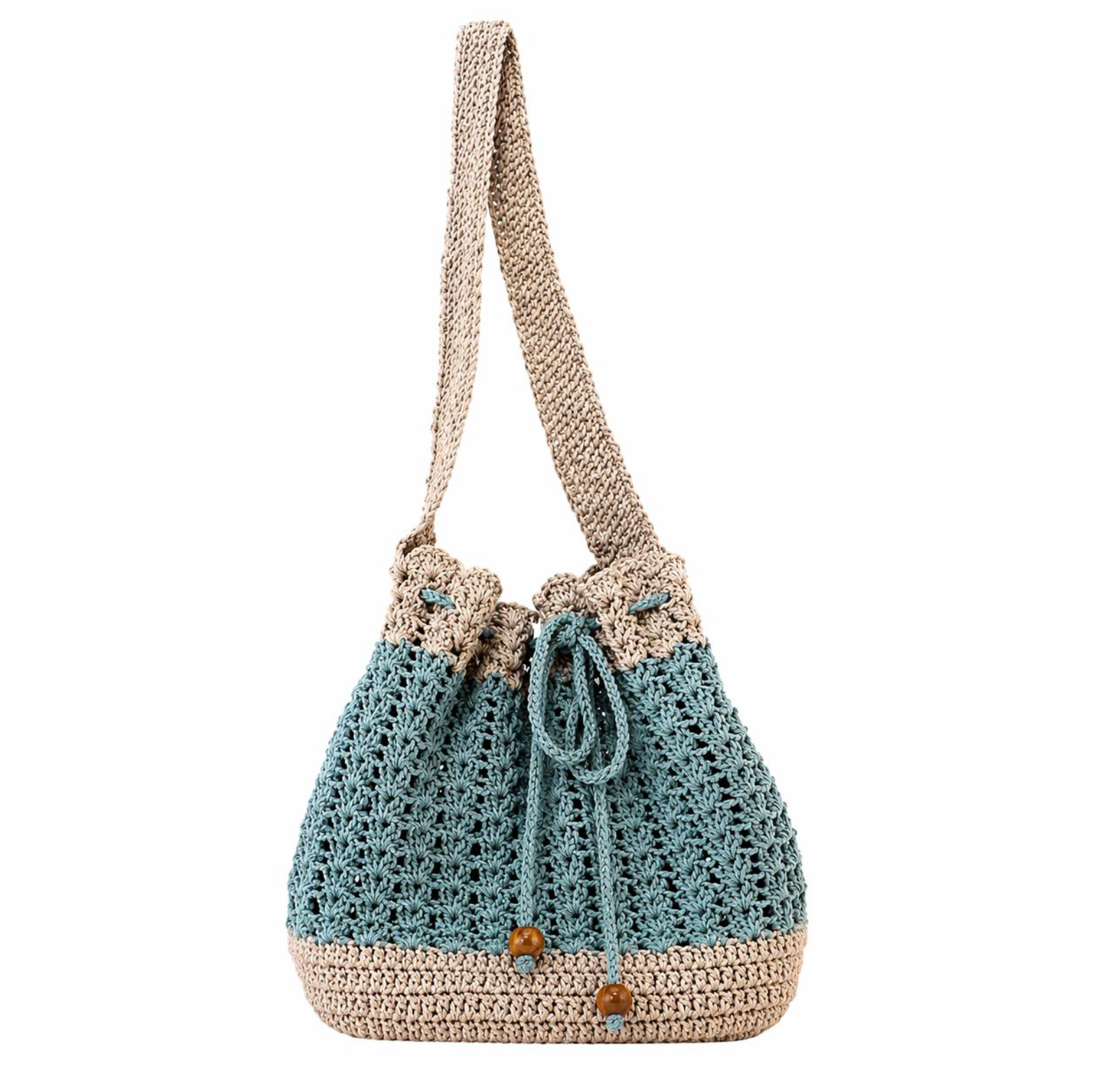 Bolso de Crochet blanco y azul