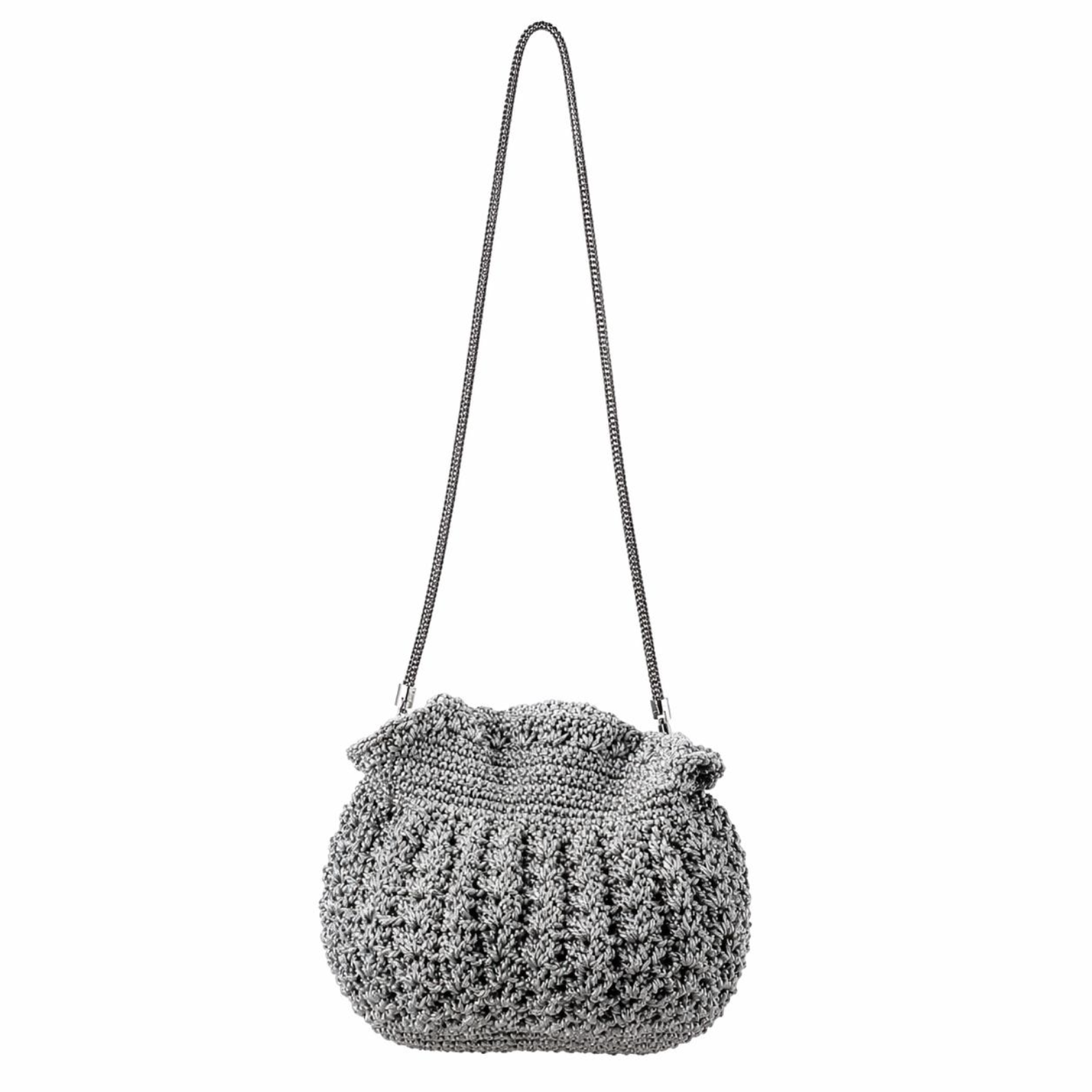 Bolso de mano de crochet gris