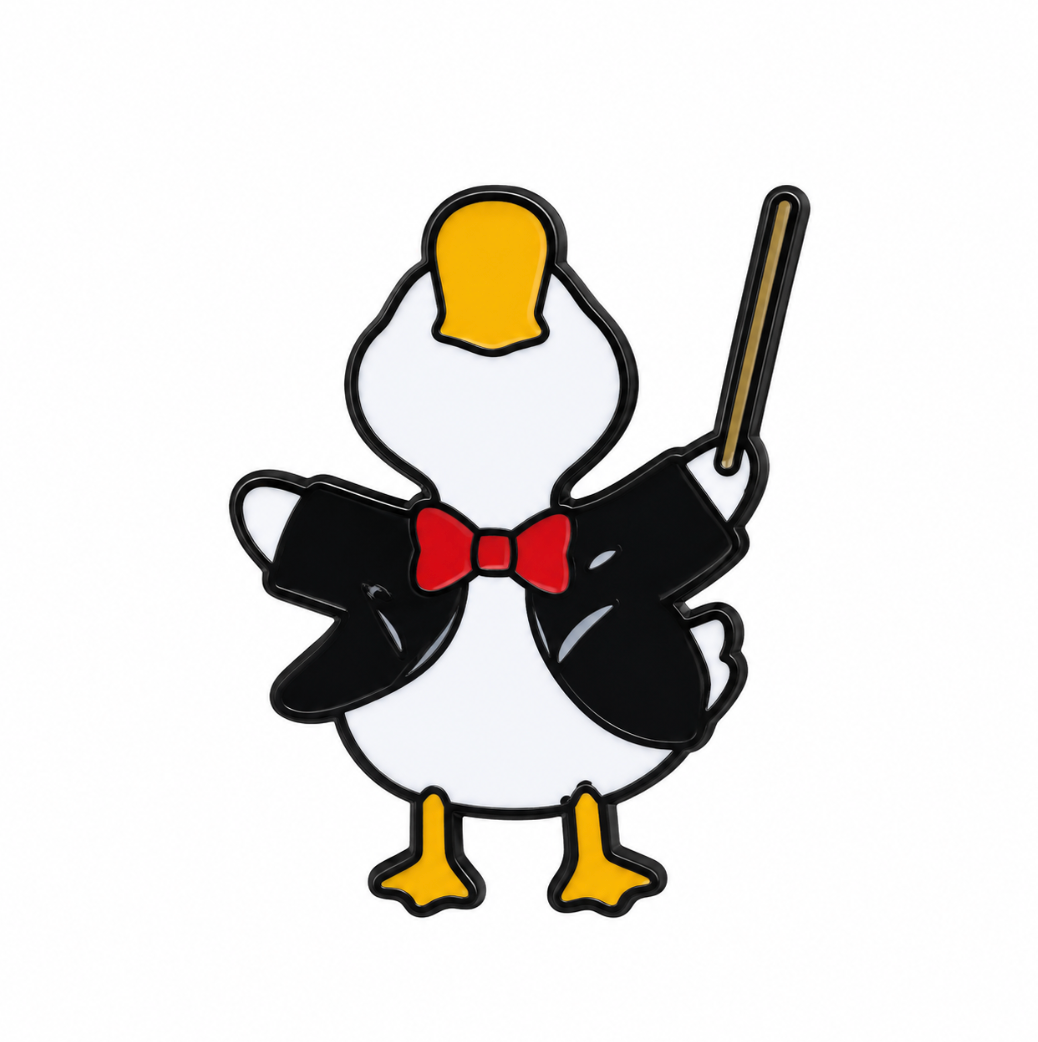 Pin de pato con esmoquin